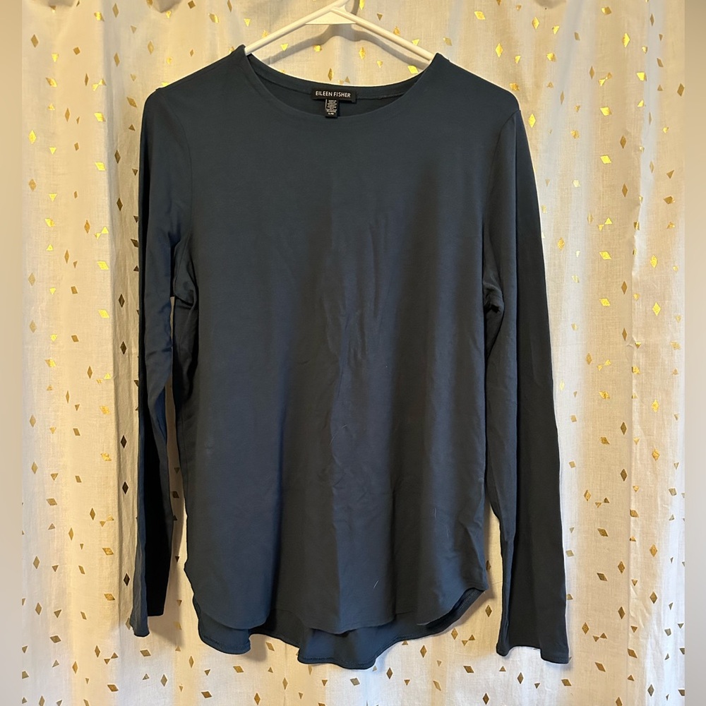 EILEEN FISHER Women's Long-Sleeve Crewneck Top - Midnight Blue